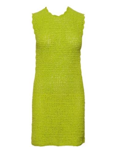 Velvet Crochet Kort Kjole Green Ganni