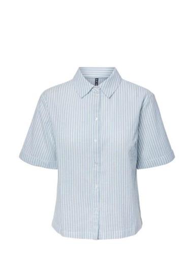 Pclorna Ss Shirt Bc Topp Blue Pieces
