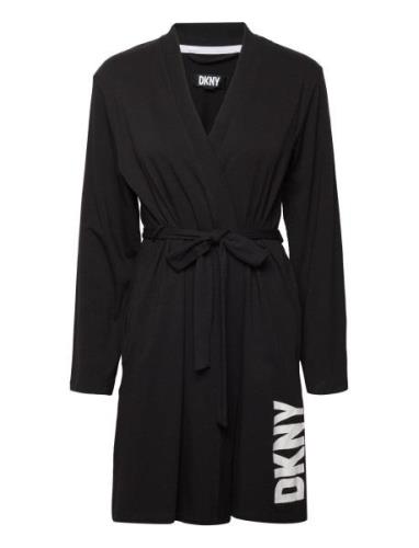 Dkny Must Have Basics Robe L/S Morgenkåpe Black DKNY Homewear