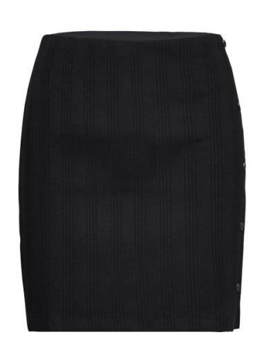 Badge Rib Elongated Skirt Kort Skjørt Black Calvin Klein Jeans