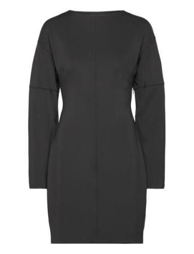 Technical Knit Ls Fitted Dress Kort Kjole Black Calvin Klein