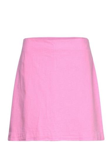 Linen Blend Skirt Kort Skjørt Pink Gina Tricot