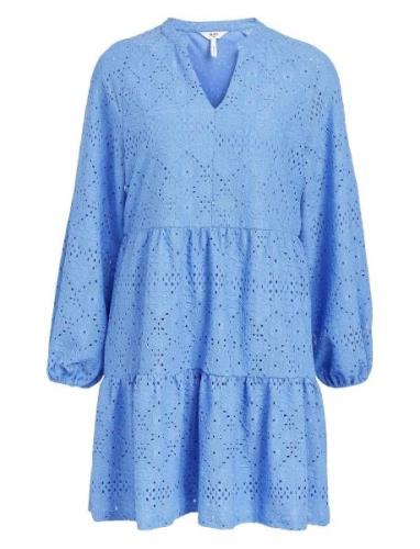 Objfeodora Gia L/S Dress Noos Kort Kjole Blue Object