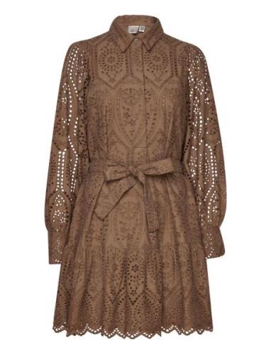 Yasholi Ls Belt Dress S. Noos Kort Kjole Brown YAS