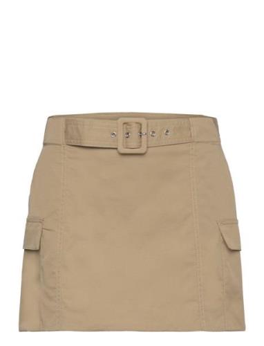 Cargo Mini-Skirt With Belt Kort Skjørt Brown Mango