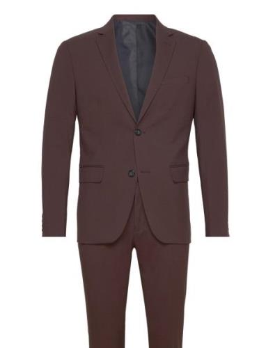 Plain Mens Suit - Normal Length Dress Burgundy Lindbergh