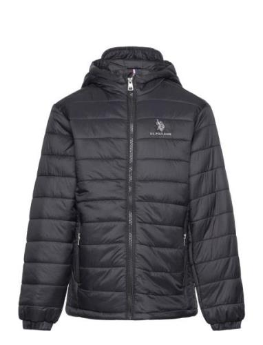 Uspa Hooded Quilted Jacket Fôret Jakke Black U.S. Polo Assn.