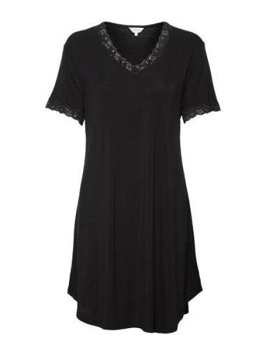 Bamboo Short Sleeve Nightdress With Nattkjole Black Lady Avenue