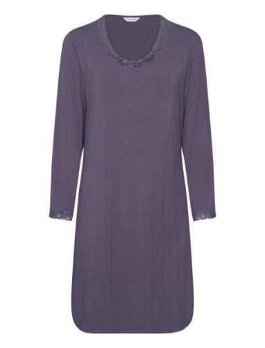 Bamboo Long Sleeve Nightdress With Nattkjole Purple Lady Avenue