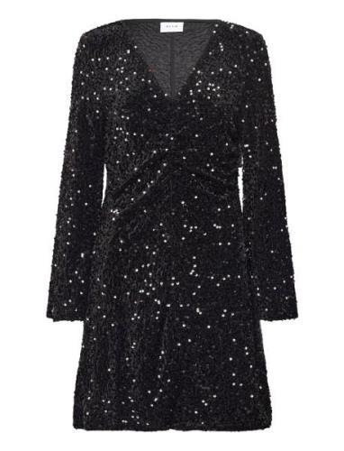 Vibarina Wide Sleeve Glitter Dress Kort Kjole Black Vila