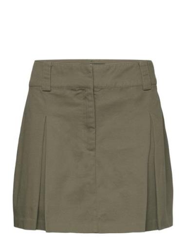 Pleated Mini-Skirt Kort Skjørt Khaki Green Mango