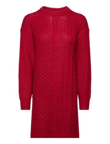 Vikana L/S Detailed Knit Dress /B Kort Kjole Red Vila