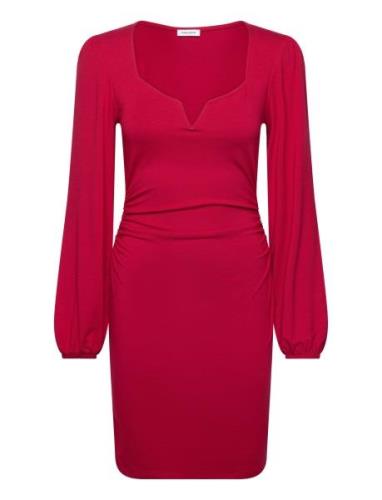 Rudina Puff Sleeve Short Dress Kort Kjole Red Bubbleroom