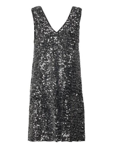 Objkinne Mira S/L Sequin Dress 129 Div Kort Kjole Grey Object