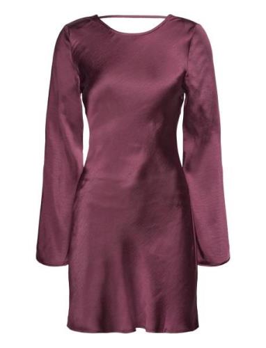 Satin Mini Dress Kort Kjole Burgundy Gina Tricot
