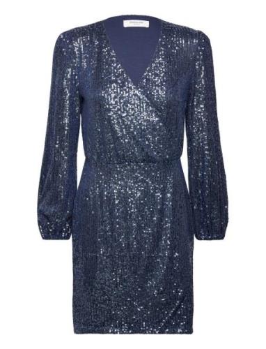 Sequin Dress Kort Kjole Blue Rosemunde