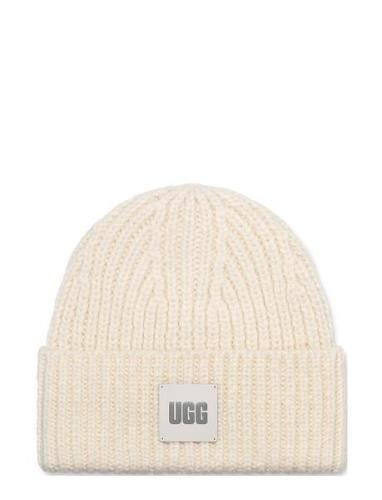 W Chunky Rib Beanie Accessories Headwear Beanies Cream UGG