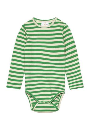 Tnsfinn L_S Rib Body Bodies Long-sleeved Green The New