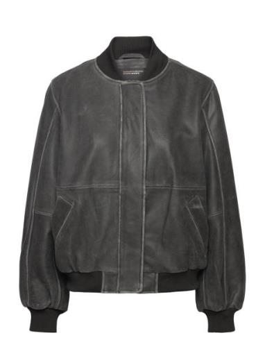 Nmaika L/S Leather Bomber Jacket Skinnjakke Skinnjakke Black NOISY MAY