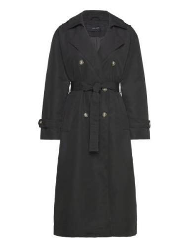 Vmchloe Long Trenchcoat Ga Noos Trench Coat Kåpe Black Vero Moda