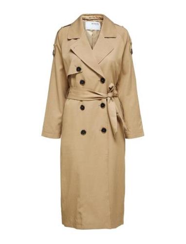 Slfnew Bren Ls Trench Coat B Noos Trench Coat Kåpe Beige Selected Femm...