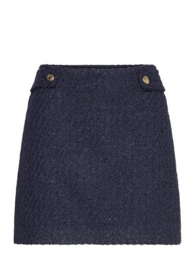 Tweed Mini Skirt Kort Skjørt Navy Michael Kors