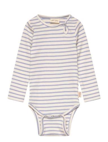 Body L/S Modal Striped Bodies Long-sleeved Blue Petit Piao