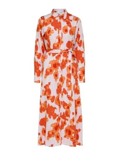 Slfnicolette Ls Ankle Shirt Dress B Knelang Kjole Orange Selected Femm...
