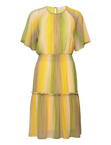 Recycled Polyester Dress Knelang Kjole Yellow Rosemunde