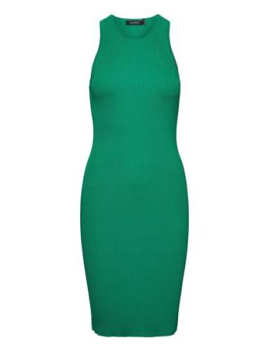 Matte Rayon/Nylon-Dress Knelang Kjole Green Lauren Ralph Lauren