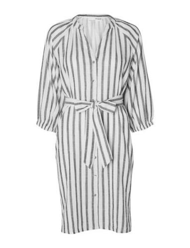 Slfalberta 3/4 Stripe Short Dress Noos Knelang Kjole White Selected Fe...
