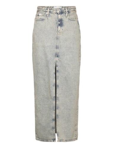 Front Split Maxi Denim Skirt Langt Skjørt Grey Calvin Klein Jeans