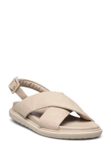 Biafrancine Quilt Sandal Flate Sandaler Beige Bianco