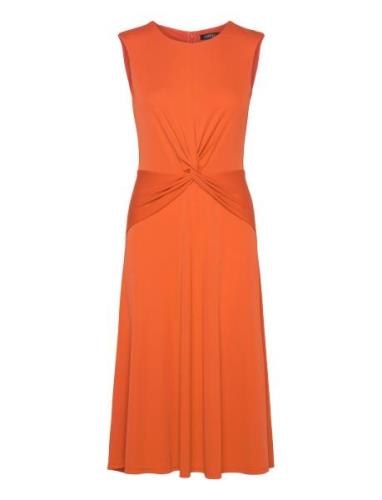 Twist-Front Jersey Dress Knelang Kjole Orange Lauren Ralph Lauren