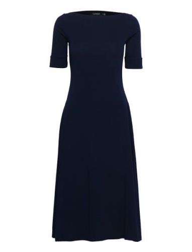 Refined Stretch 1X1-Dress Knelang Kjole Navy Lauren Ralph Lauren