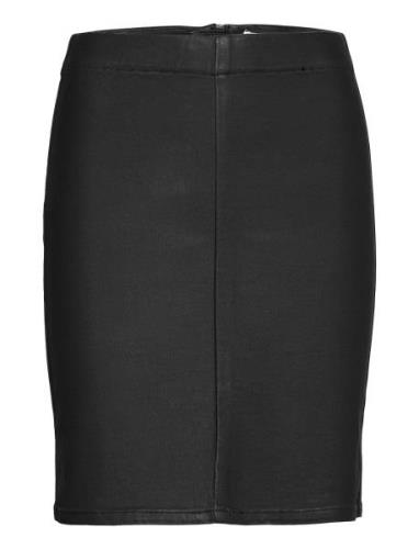 Objbelle Mw Supercoated Skirt Knelangt Skjørt Black Object