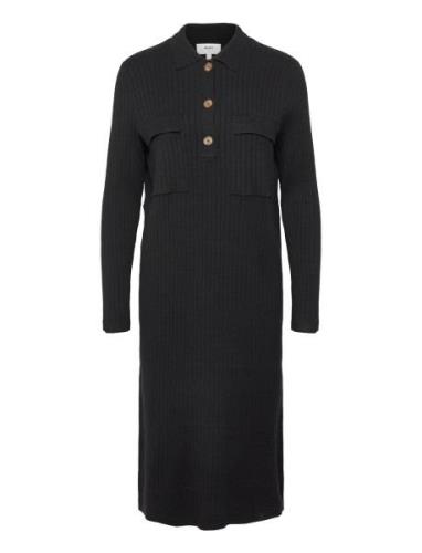 Objnoelle Polo Knit Dress Knelang Kjole Black Object