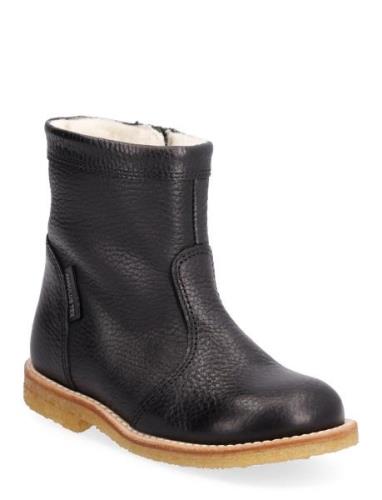 Boots - Flat - With Zipper Vinterstøvletter Pull On Black ANGULUS