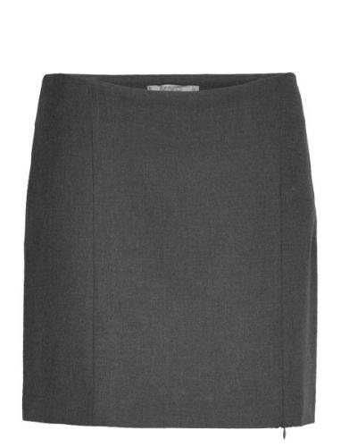 Side Zipper Mini Skirt Kort Skjørt Grey Mango