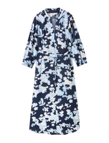 Printed Airblow Dress Knelang Kjole Navy Tom Tailor