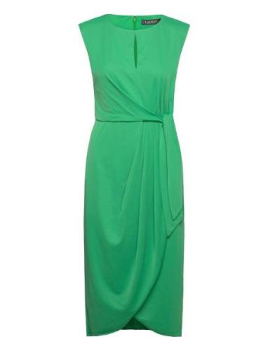 Stretch Jersey Tie-Front Dress Knelang Kjole Green Lauren Ralph Lauren