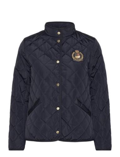 Crest-Patch Quilted Mockneck Jacket Vattert Jakke Navy Lauren Ralph La...