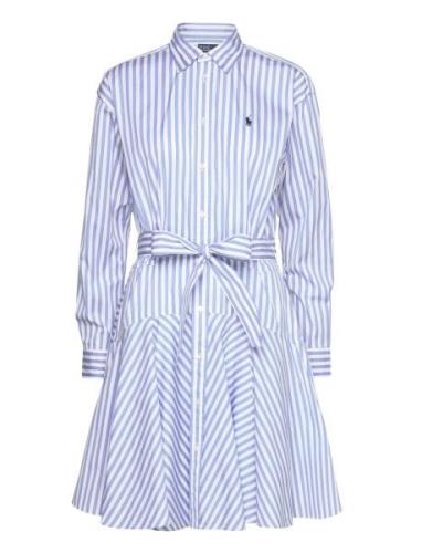 Striped Cotton Paneled Shirtdress Kort Kjole Blue Polo Ralph Lauren
