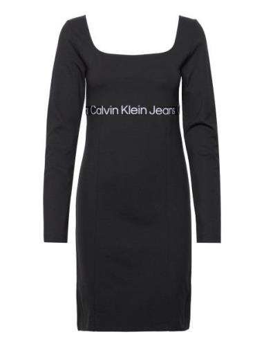 Logo Elastic Milano Dress Knelang Kjole Black Calvin Klein Jeans