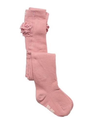 Stocking W. Lace Tights Pink Minymo