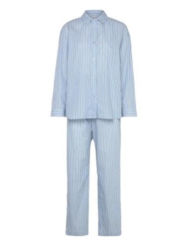 Stripel Pyjamas Set Pyjamas Blue Becksöndergaard