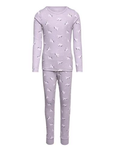 Nmfnightset Lavender Unicorn Rib Noos Pyjamas Sett Purple Name It