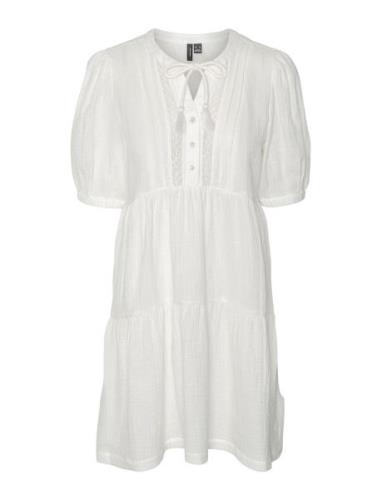 Vmnatali 2/4 Lace Short Dress Wvn Ga Spe Kort Kjole White Vero Moda