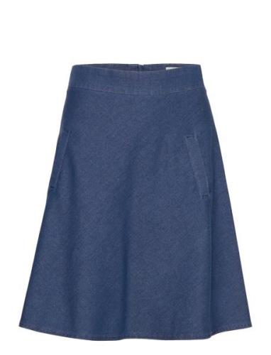 Soft Denim Stelly Skirt Knelangt Skjørt Navy Mads Nørgaard