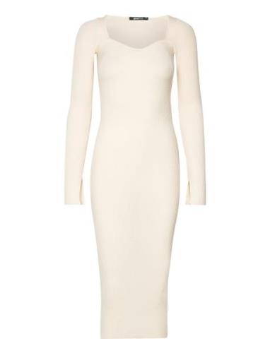 Knitted Midi Dress Knelang Kjole White Gina Tricot